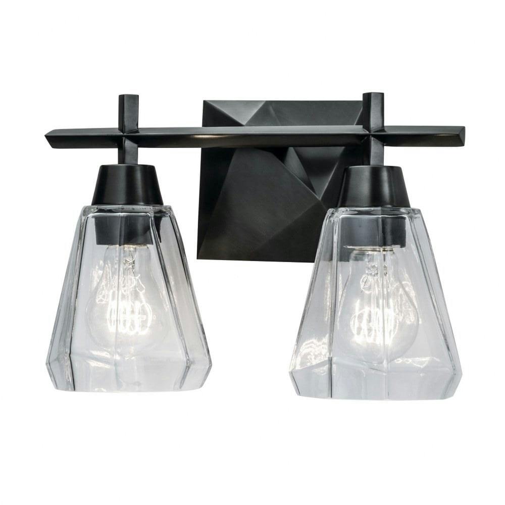 Arctic Faceted Glass Outdoor Sconce in Acid Dipped Black, 8.5" H
