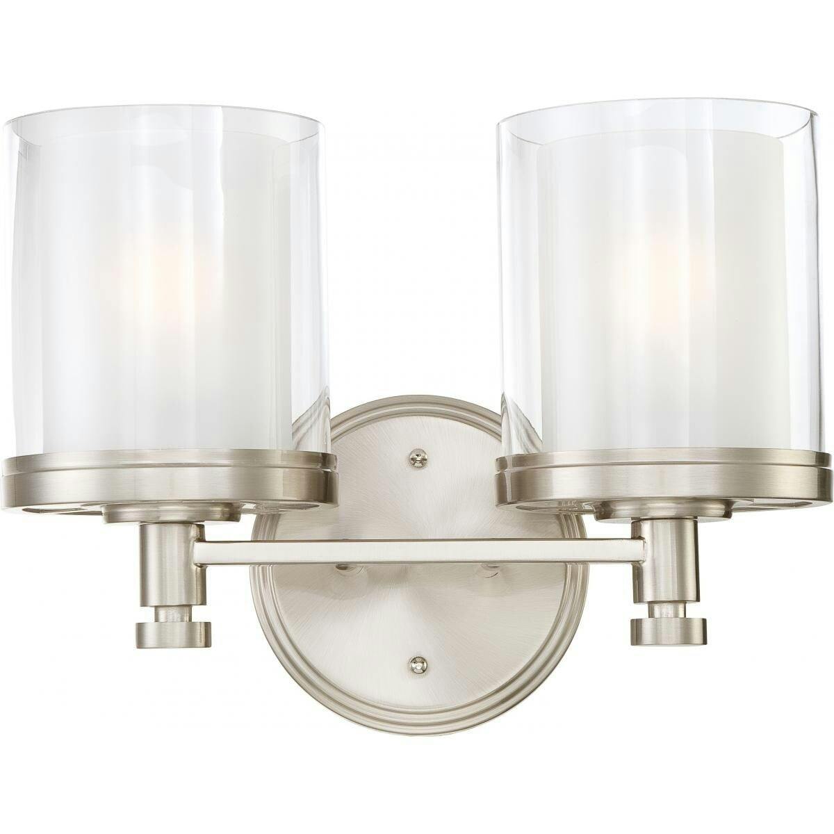 Decker Brushed Nickel 2-Light Vanity with Clear & Frosted Glass