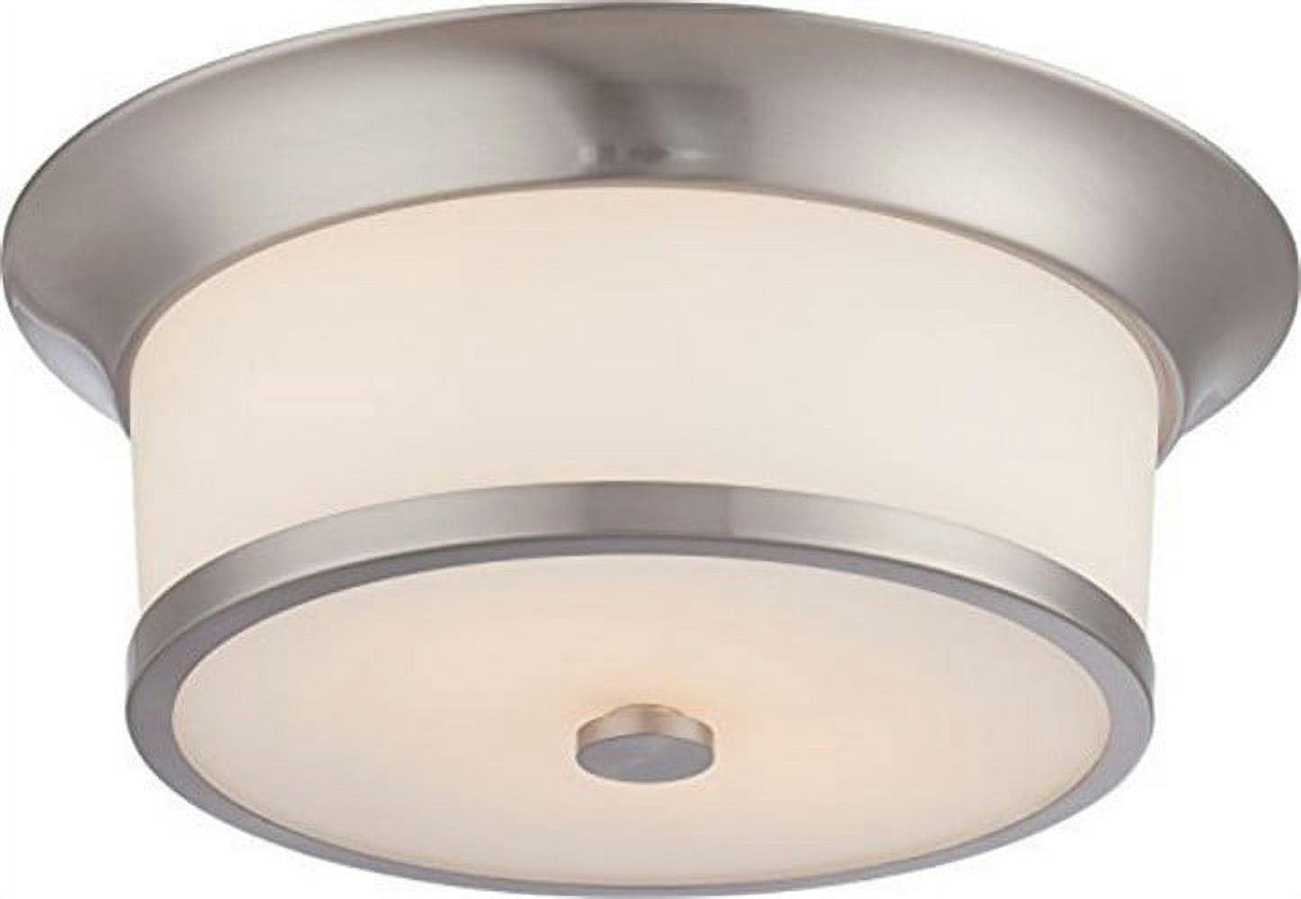 Mobili Contemporary Brushed Nickel 2-Light Flush Mount with Satin White Glass