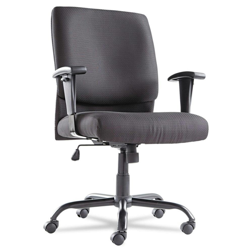 ErgoComfort Black Fabric Mid-Back Swivel Chair with Adjustable Arms