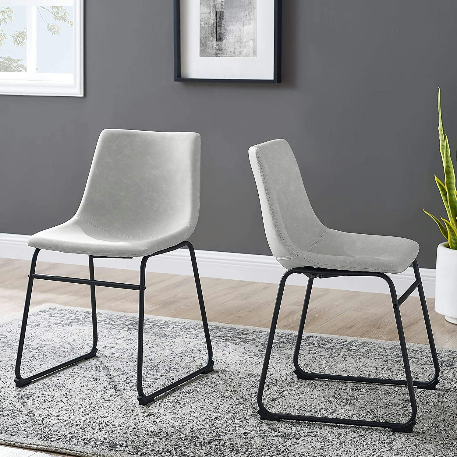 Dayton Urban Industrial Gray Faux Leather Dining Chair, Set of 2