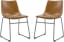 Whiskey Brown Faux Leather & Brushed Metal Dining Chair, Set of 2