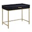 Modern Black 36" Writing Desk with Gold Accents and Drawer