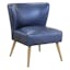 Sizzle Azure Mid-Century Modern Accent Chair in Faux Leather and Wood