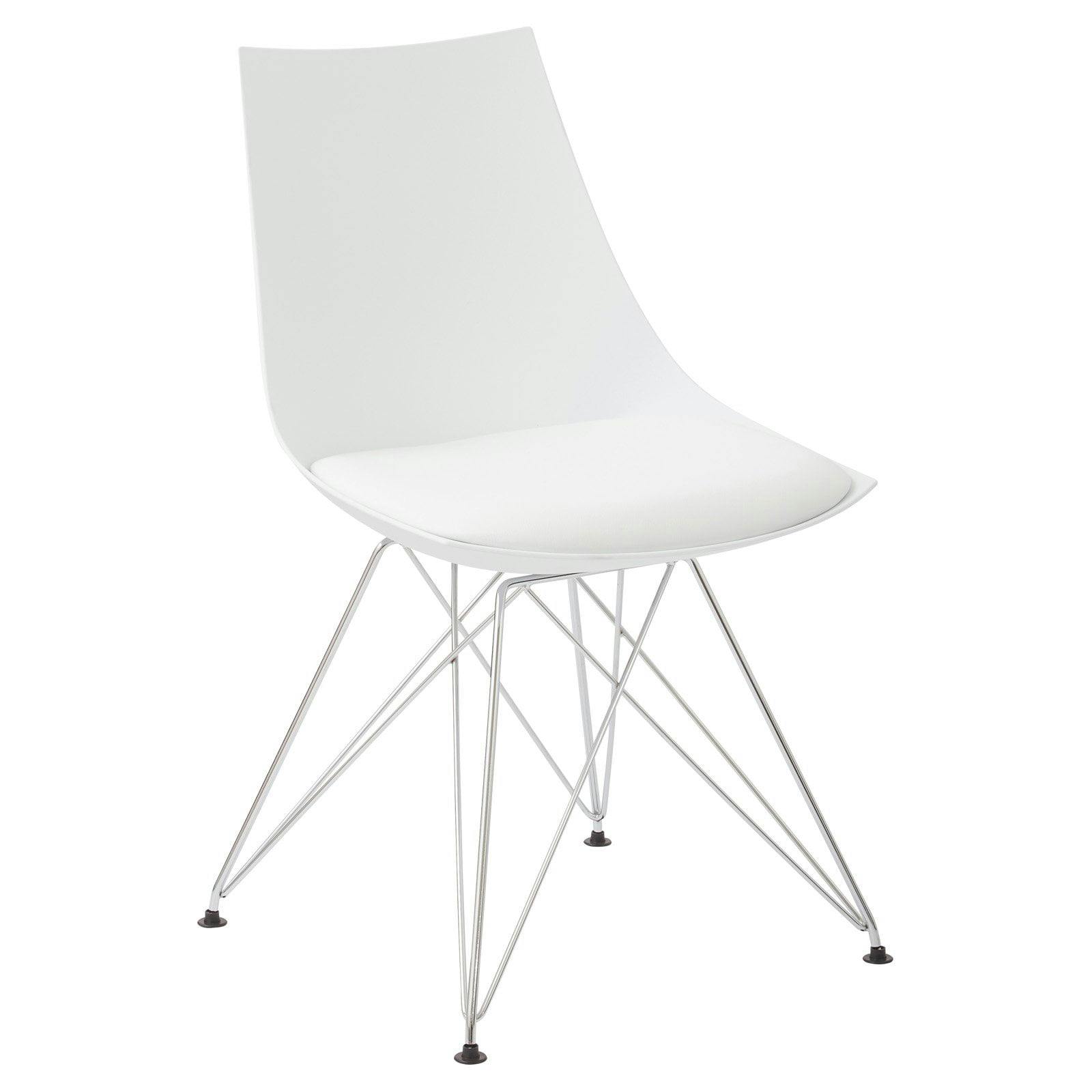 Eiffel 20" White Metal Bistro Side Chair with Chrome Base