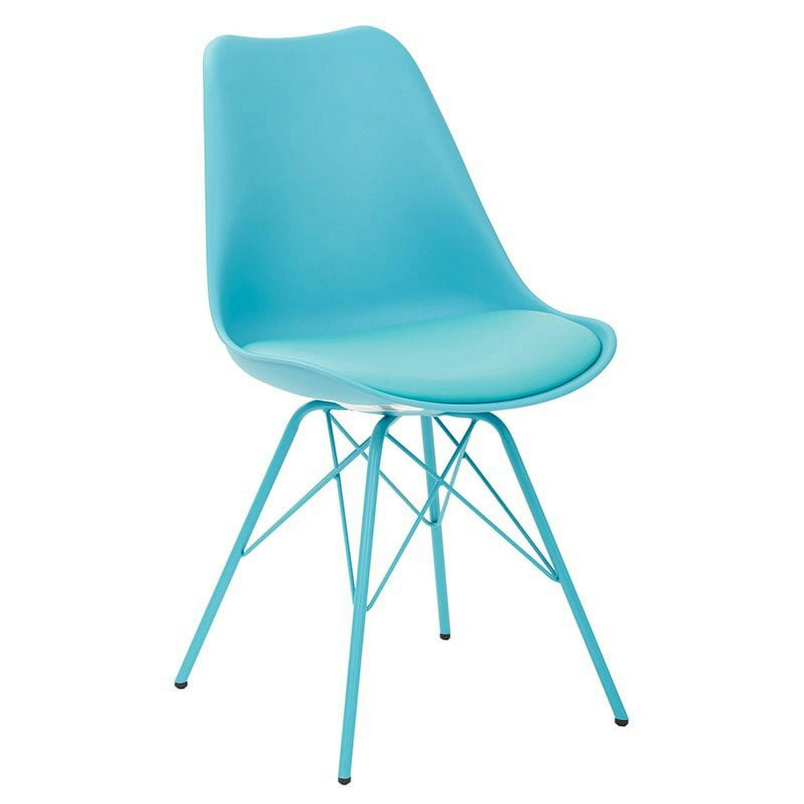 Modern Teal Faux Leather Upholstered Side Chair with Alloy Legs
