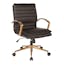 Luxurious Mid-Back Black Faux Leather Office Chair with Gold Accents