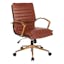 Saddle Faux Leather Mid-Back Chair with Gold Finish Base