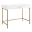 Sleek White and Gold Modern Life Writing Desk with Storage Drawer