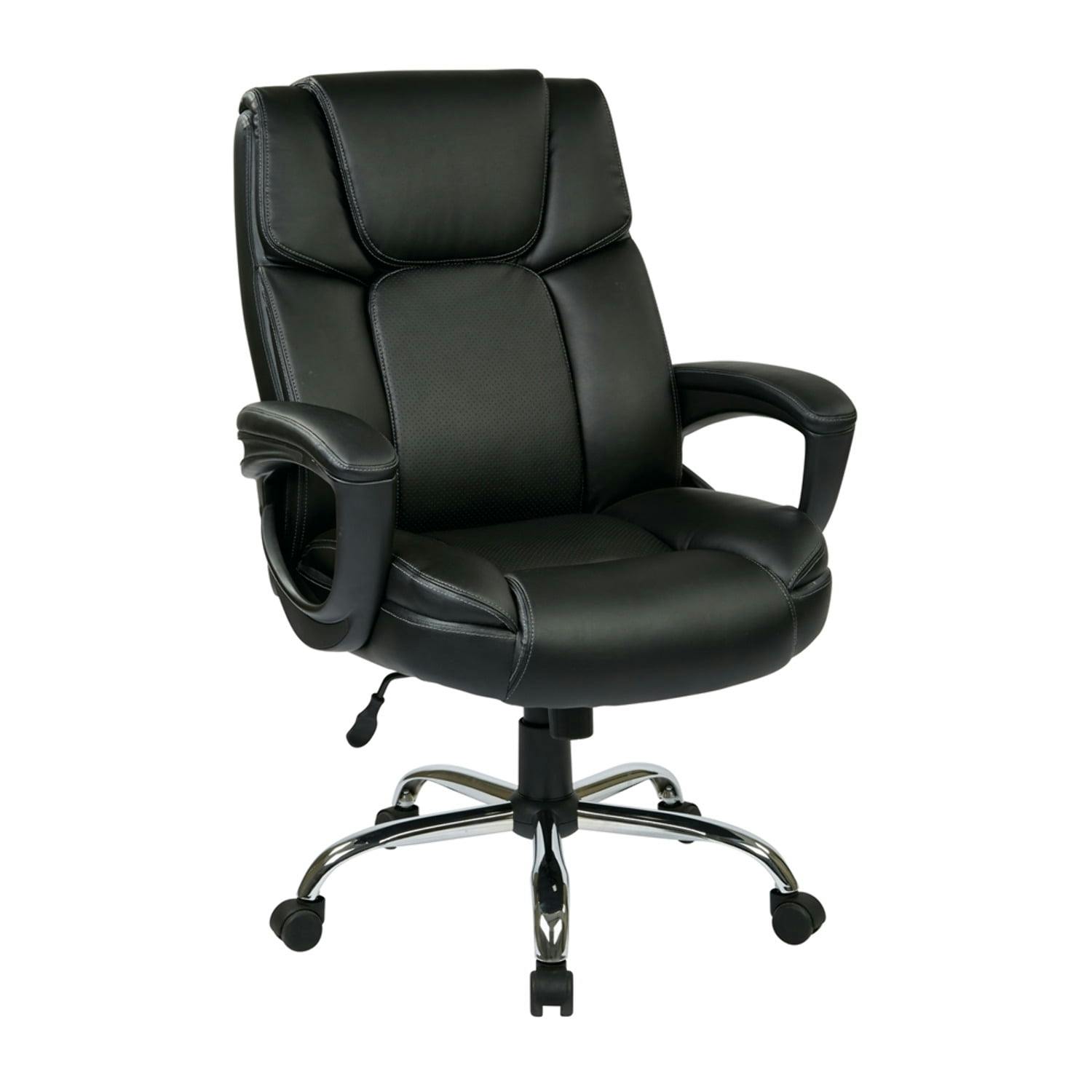 Luxury High-Back Black Leather Executive Swivel Chair with Chrome Base