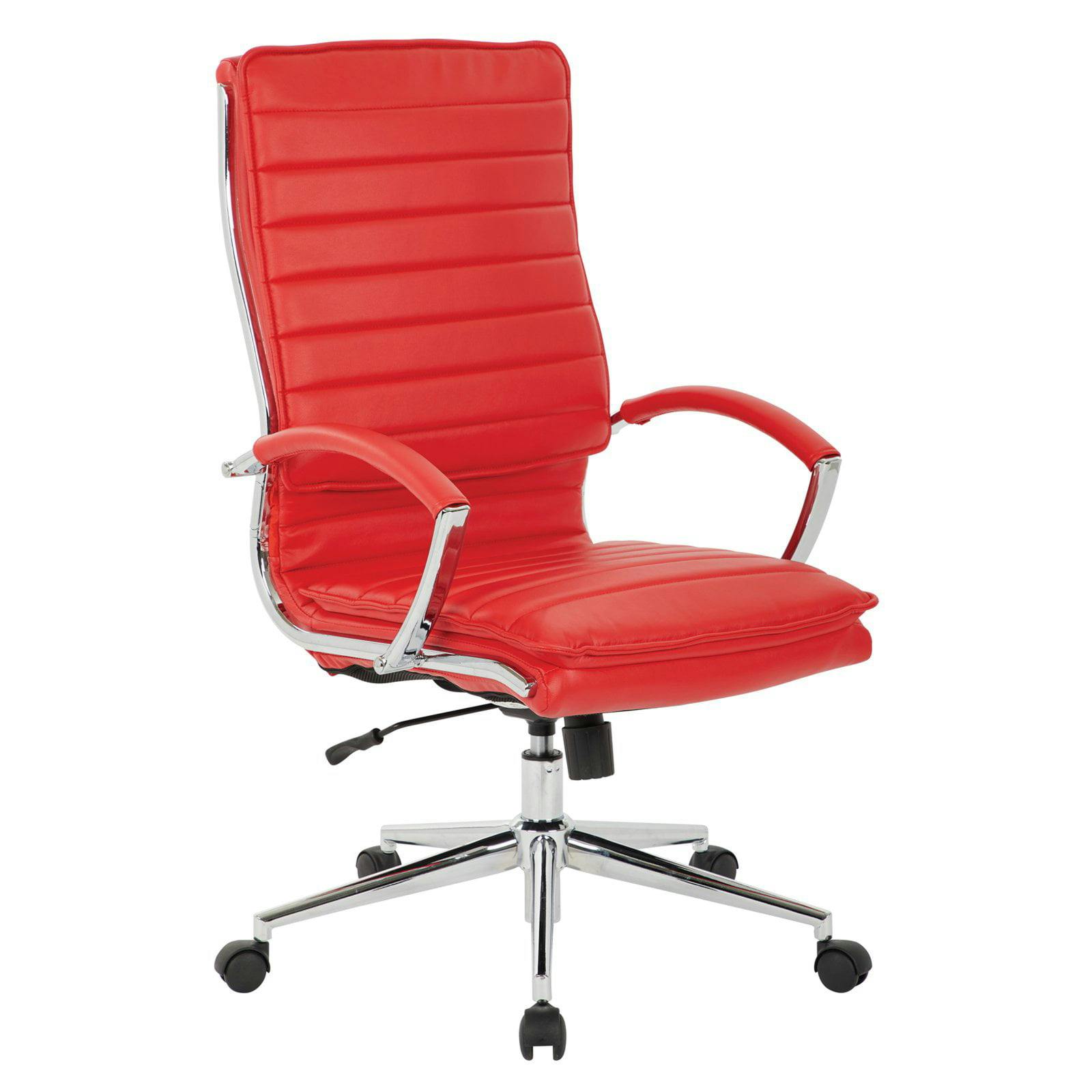 Executive High Back Red Leather Swivel Chair with Metal Base