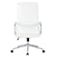 Executive High Back Swivel Chair in White Leather with Metal Base