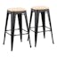 Industrial Charm Black Steel and Natural Wood Barstool - Set of 2