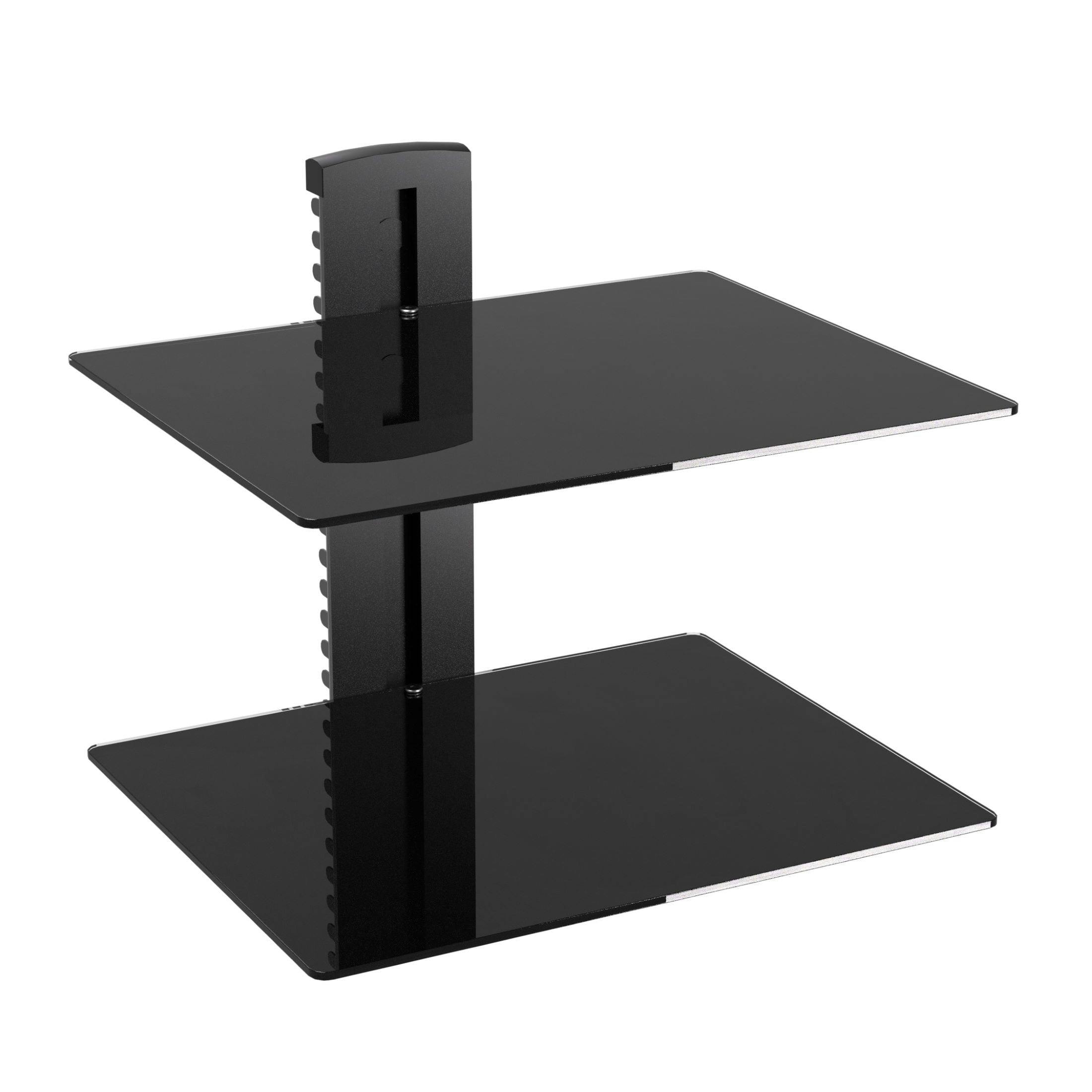 Sleek Black 15" Steel and Tempered Glass Floating Wall Shelf