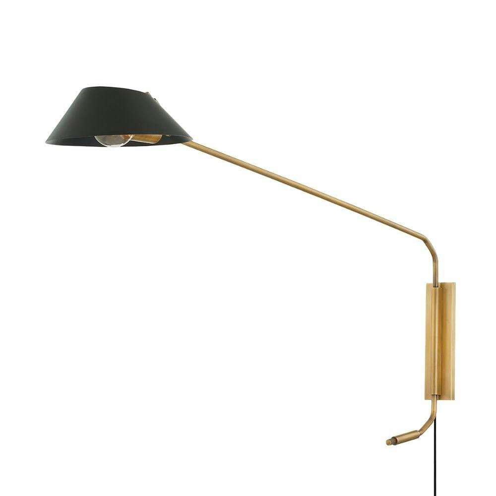Riaz 28" Black and Brass Plug-In Wall Sconce