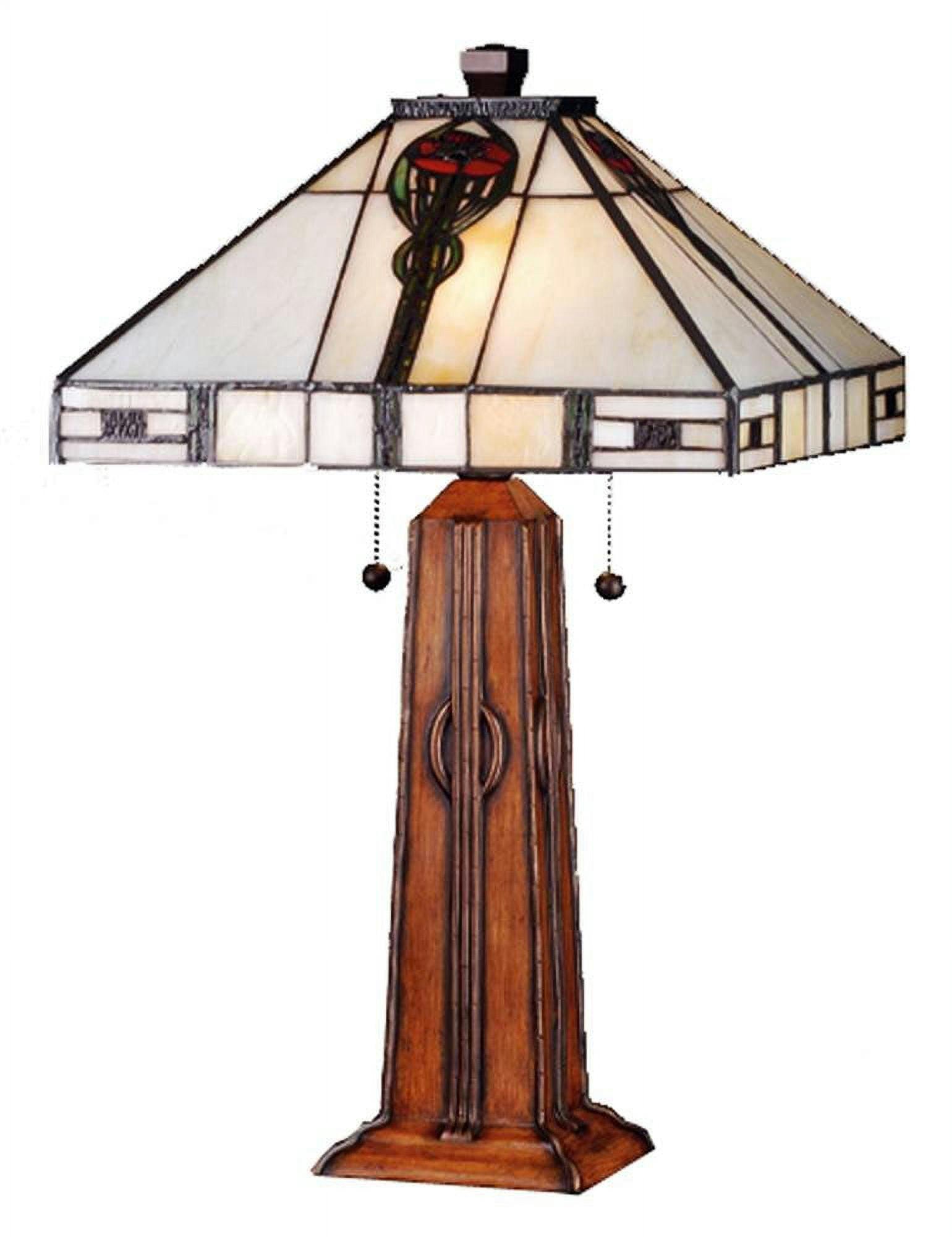 Parker Poppy 23.5" Stained Glass & Bronze Table Lamp