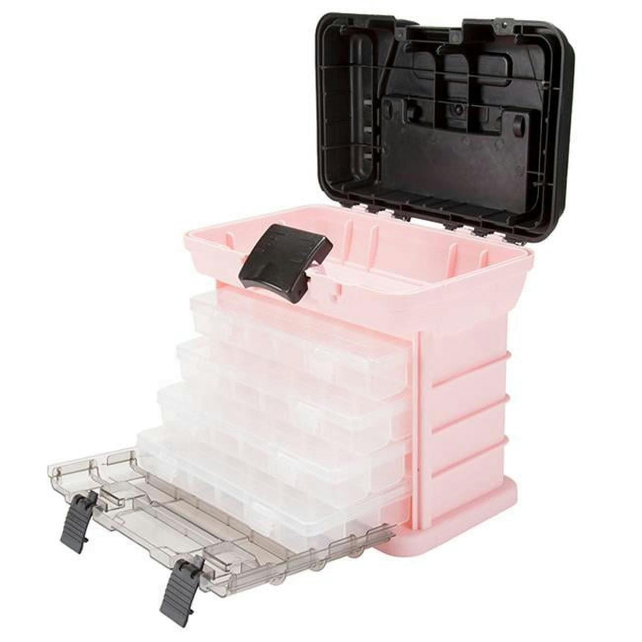 Stalwart Compact Pink Tool Box with 4 Removable Organizers
