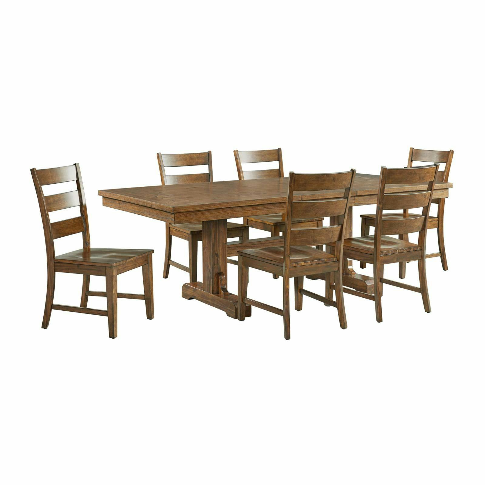 Sultan Antique Oak Extendable Dining Set with 6 Ladder Back Chairs
