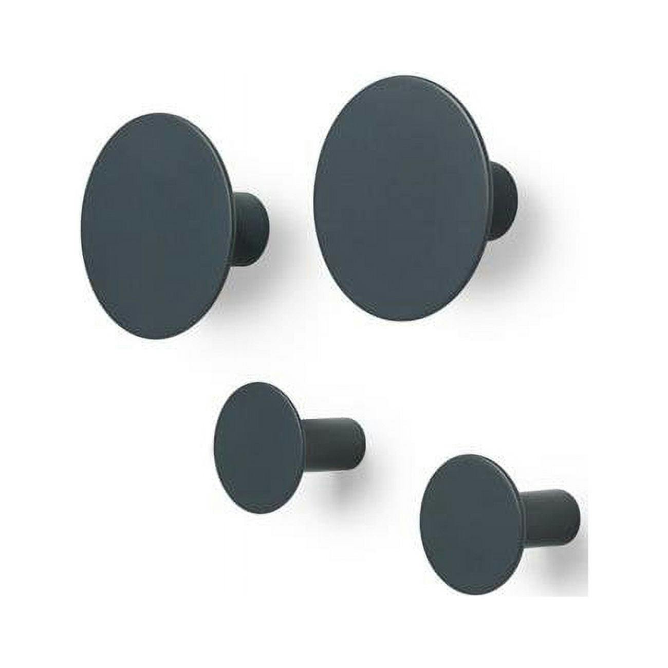 Ponto Gunmetal Polystone Round Wall Hooks - Set of 4