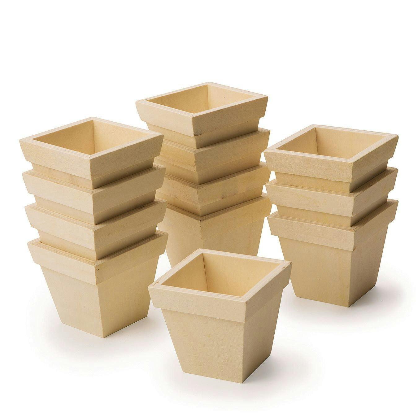 Unfinished Wood Personalizable Planters, 13.25x3.75x6" Set of 6
