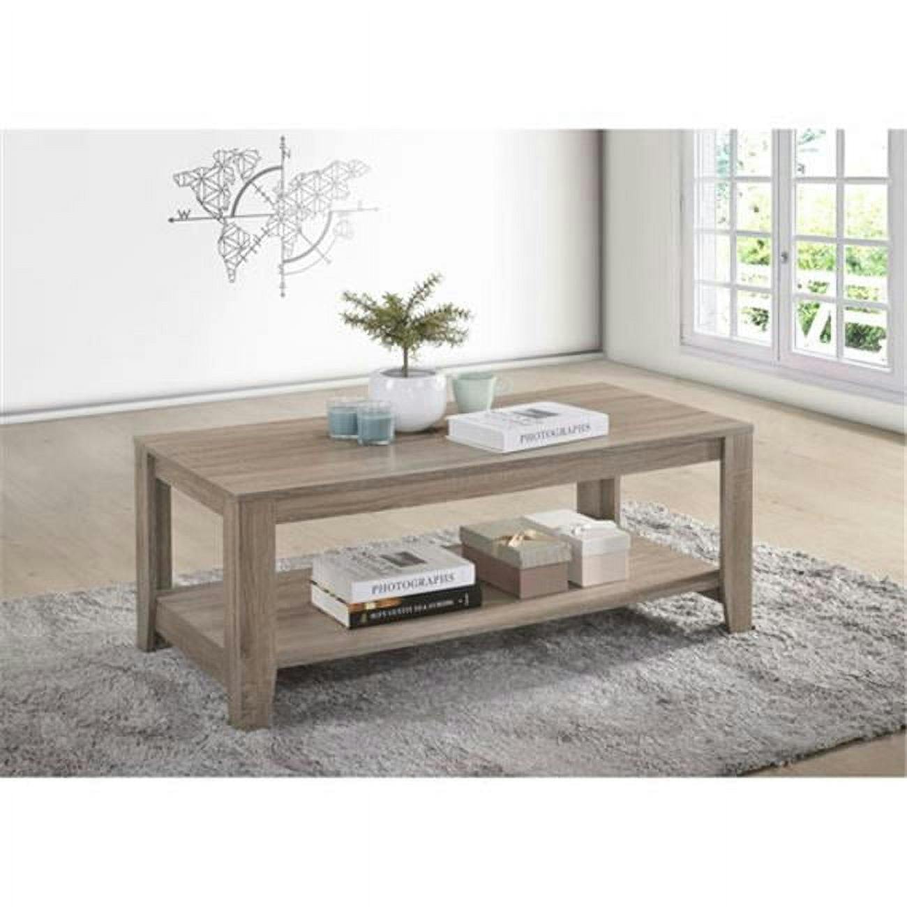 Casual Reclaimed Wood Rectangular Cocktail Table in Dark Taupe