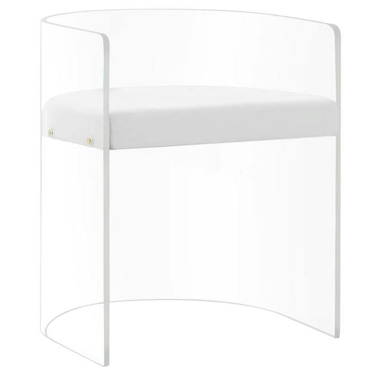 Sleek U-Shape Transparent Acrylic Accent Chair with White Cushion