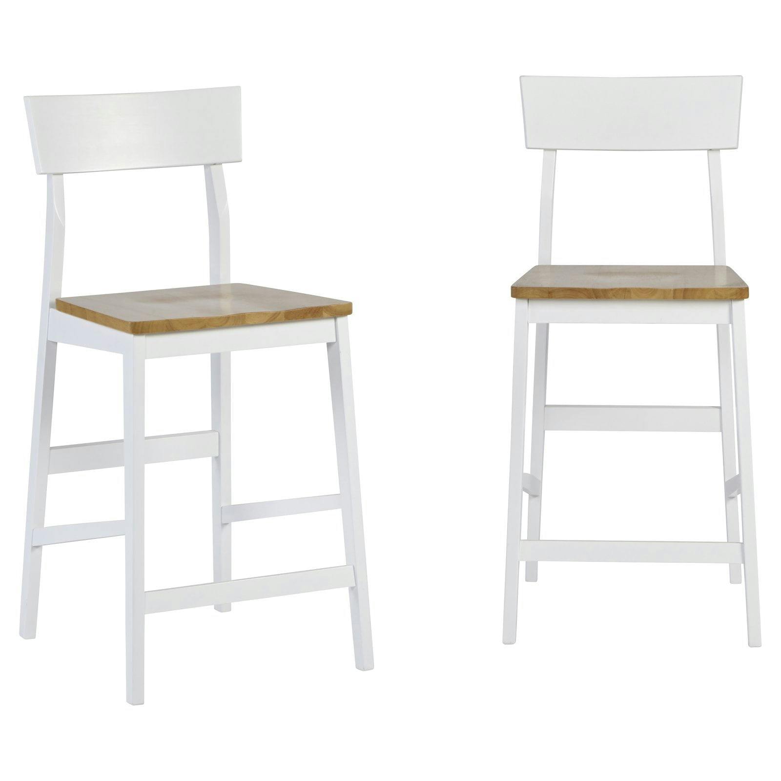Contemporary Light Oak and White Wood Counter Stool Set