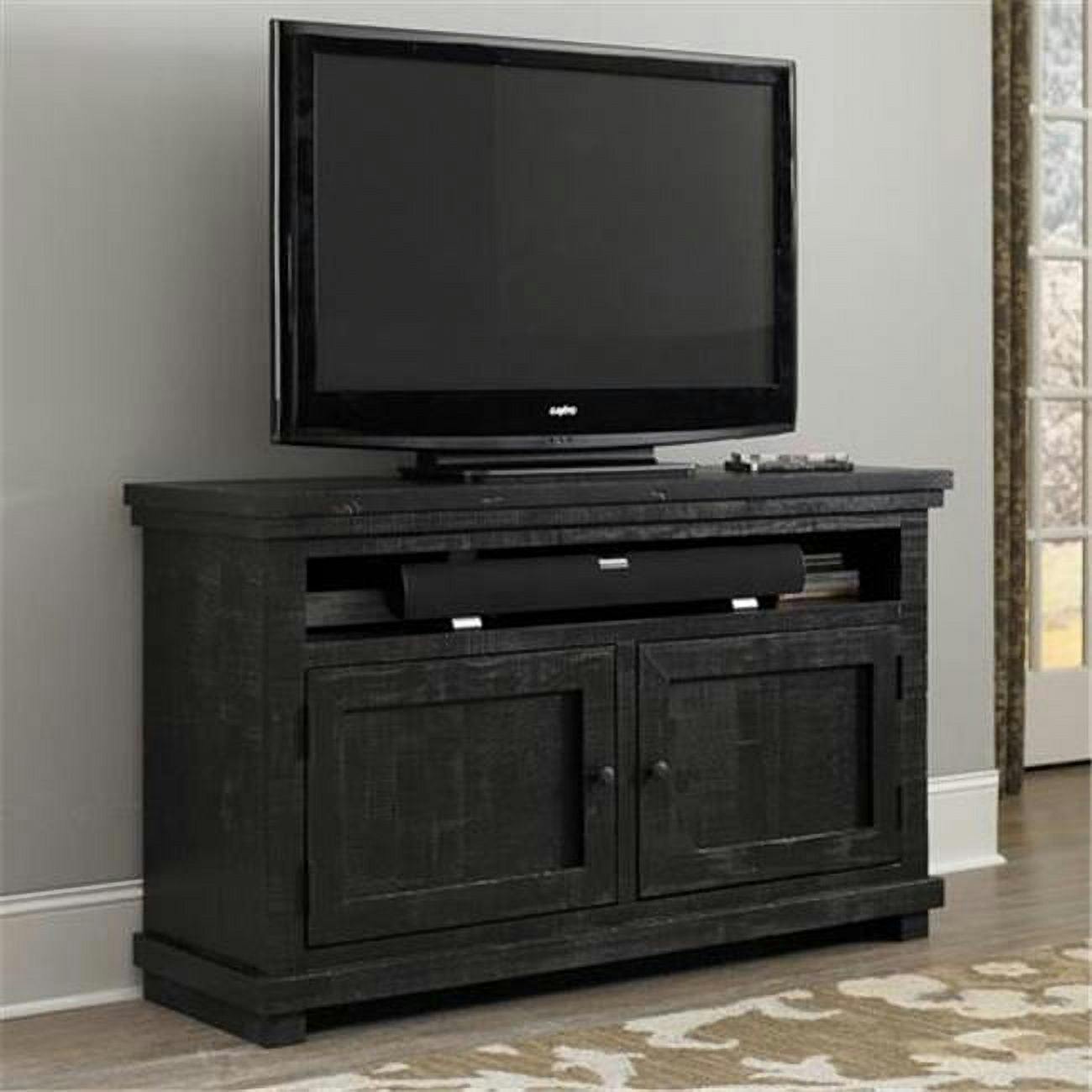 Rustic Salvaged Pine 54'' Black Media Console with Cabinet