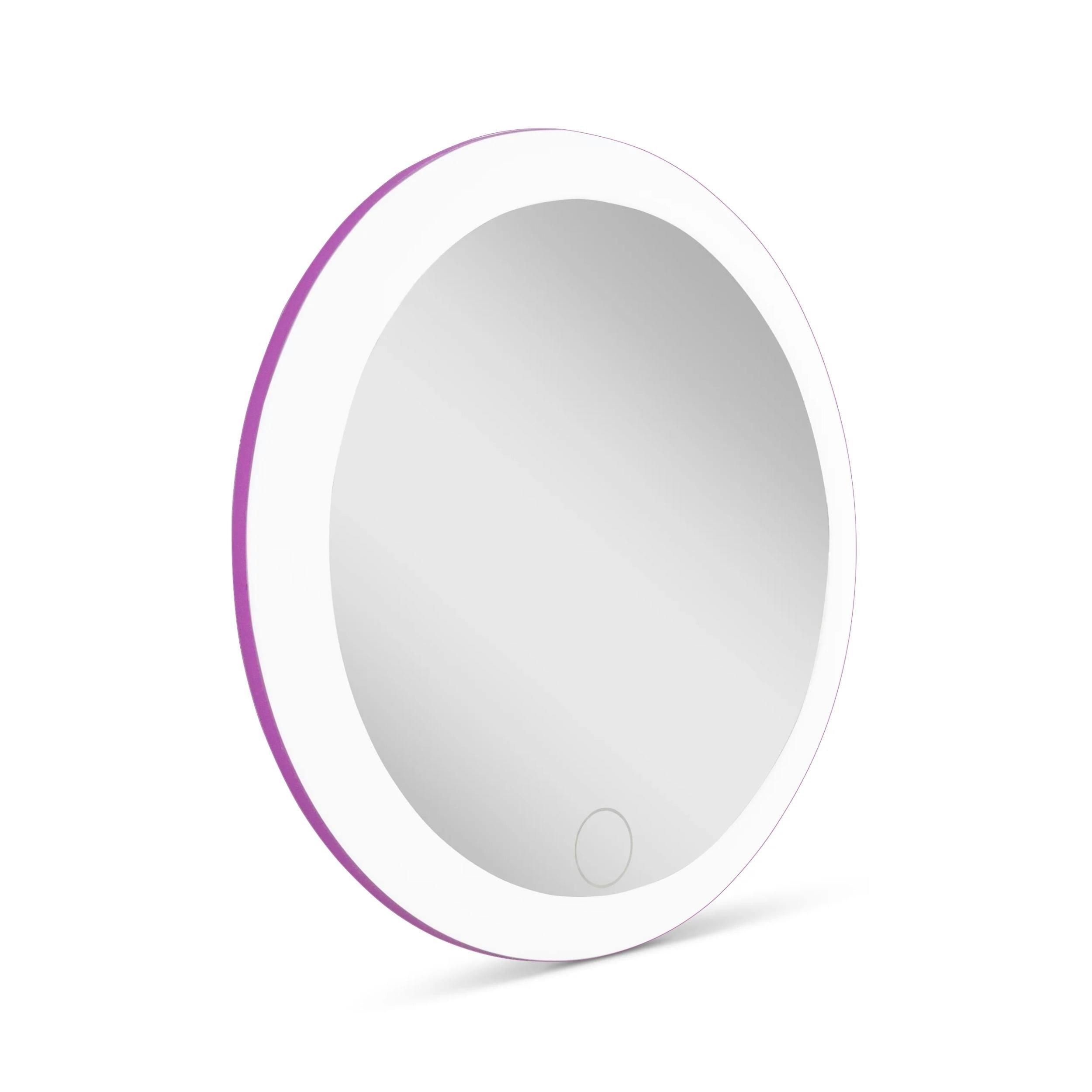 Sleek Purple Compact LED Vanity Mirror with Multi-Color Lights