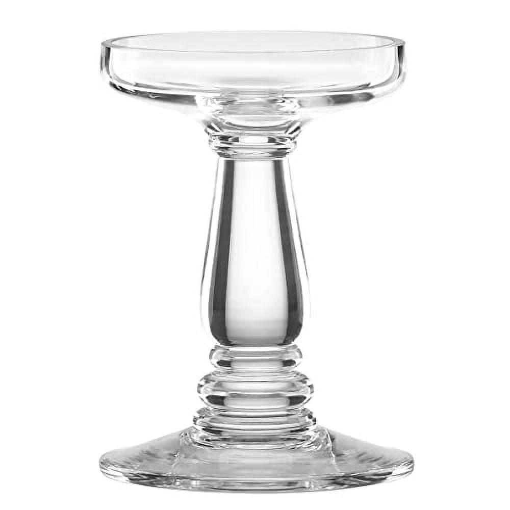 Elegant Weston Glass Pillar Candle Holder with Wide Base