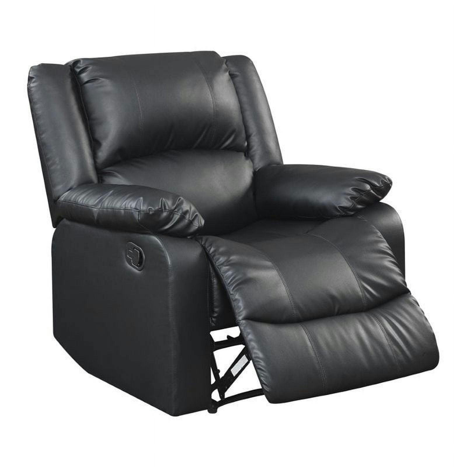 Pittsburg Black Faux Leather Manual Recliner with Wood Frame