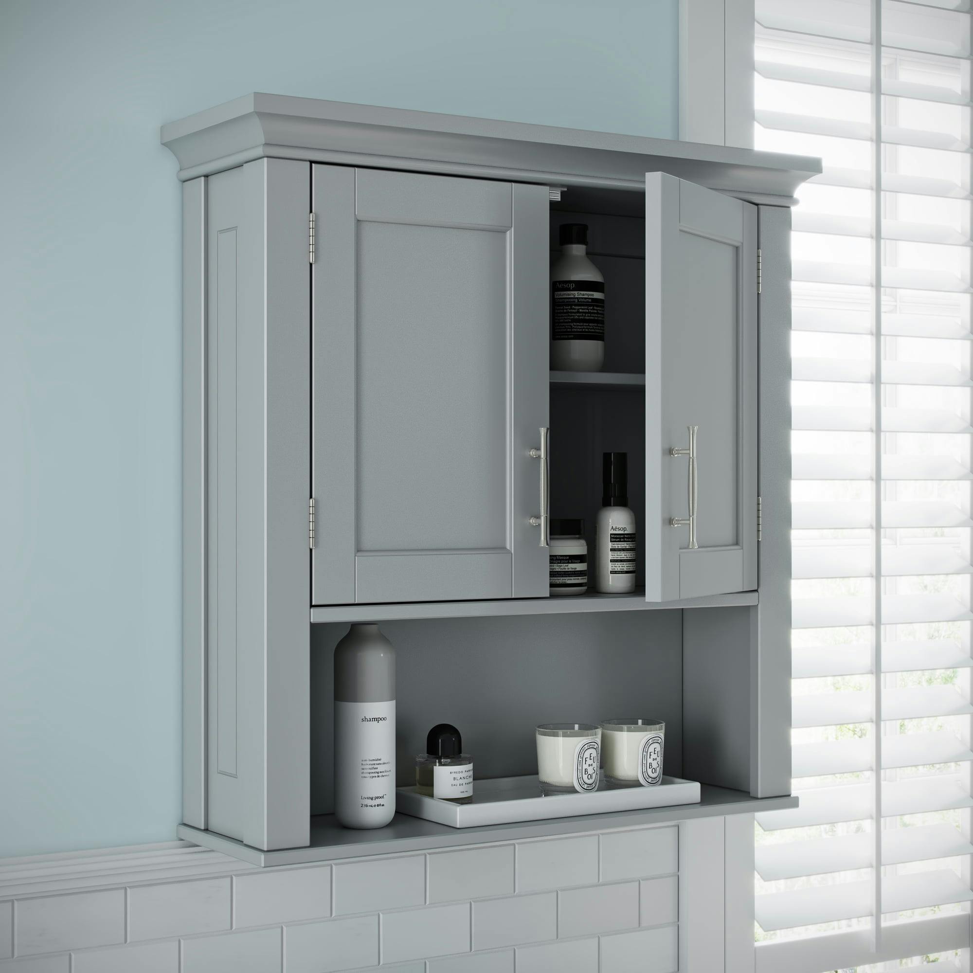 Somerset Gray Engineered Wood 2-Door Wall Cabinet with Adjustable Shelf