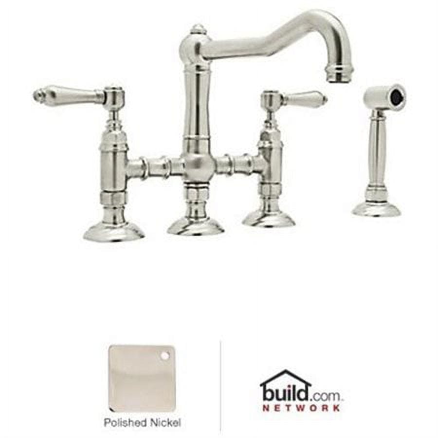 Elegant Italian Polished Nickel Dual-Handle Kitchen Faucet with Sidespray