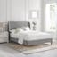 Elegant Gray Linen Queen Bed with Wingback Headboard