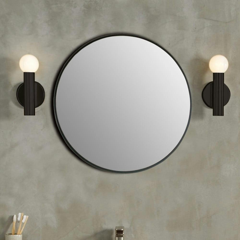 24" Round Matte Black Metal Frame Bathroom Vanity Mirror