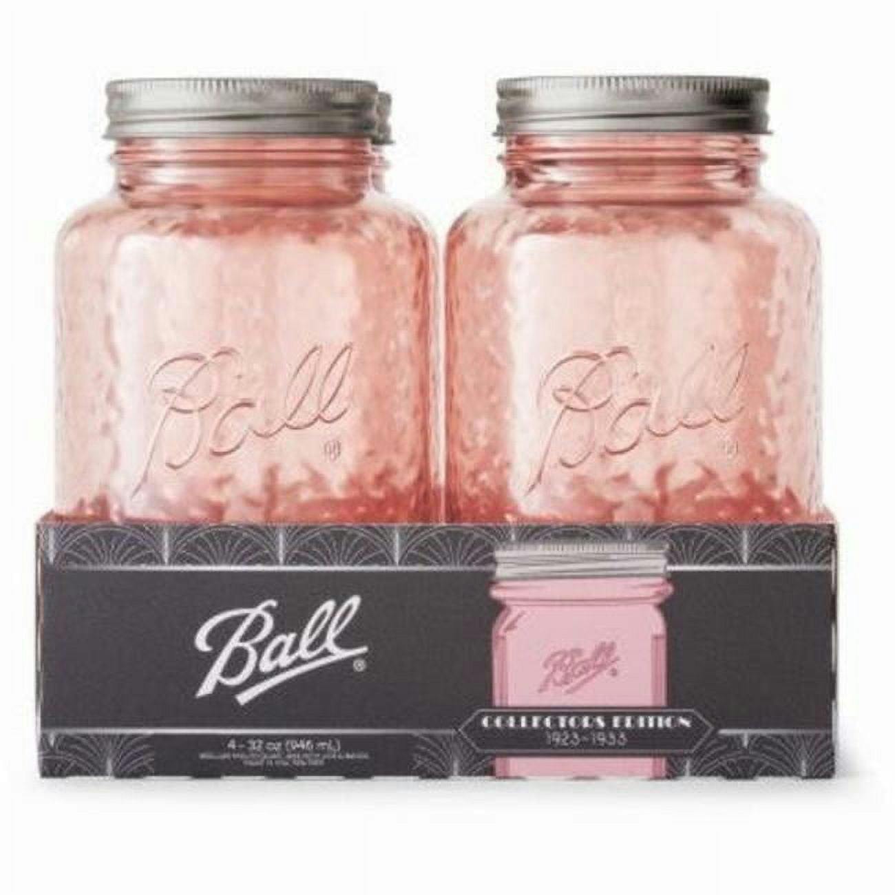 Vintage Rose Pink 32oz Glass Canning Jar Set, Dishwasher Safe