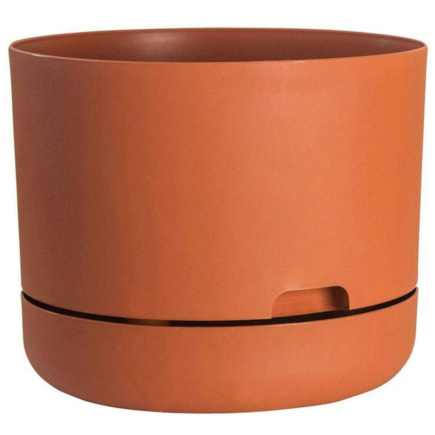 Terracotta Round Self-Watering Planter with Saucer for Indoor & Outdoor