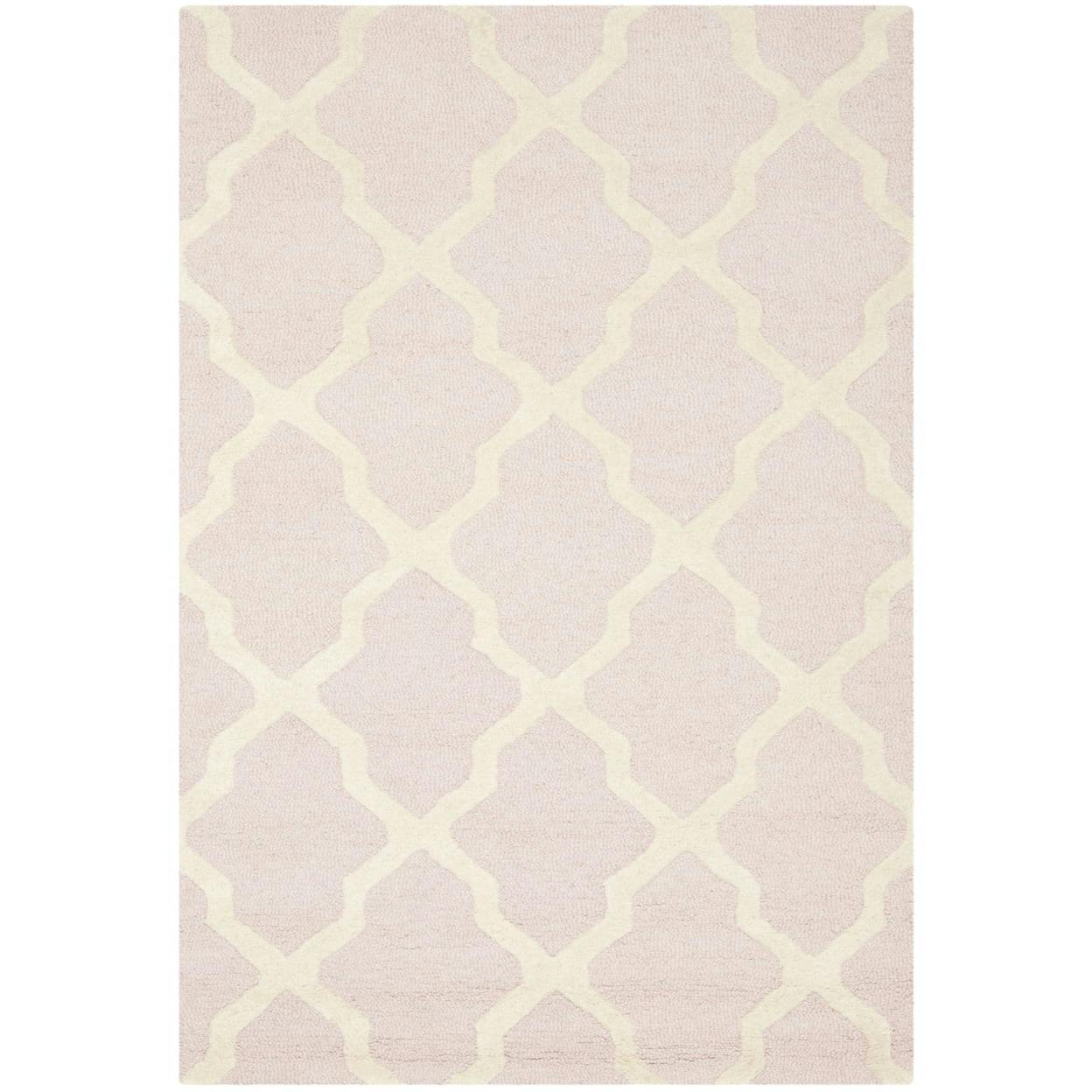 Luxe Light Pink and Ivory Hand-Tufted Wool Area Rug, 3' x 5'