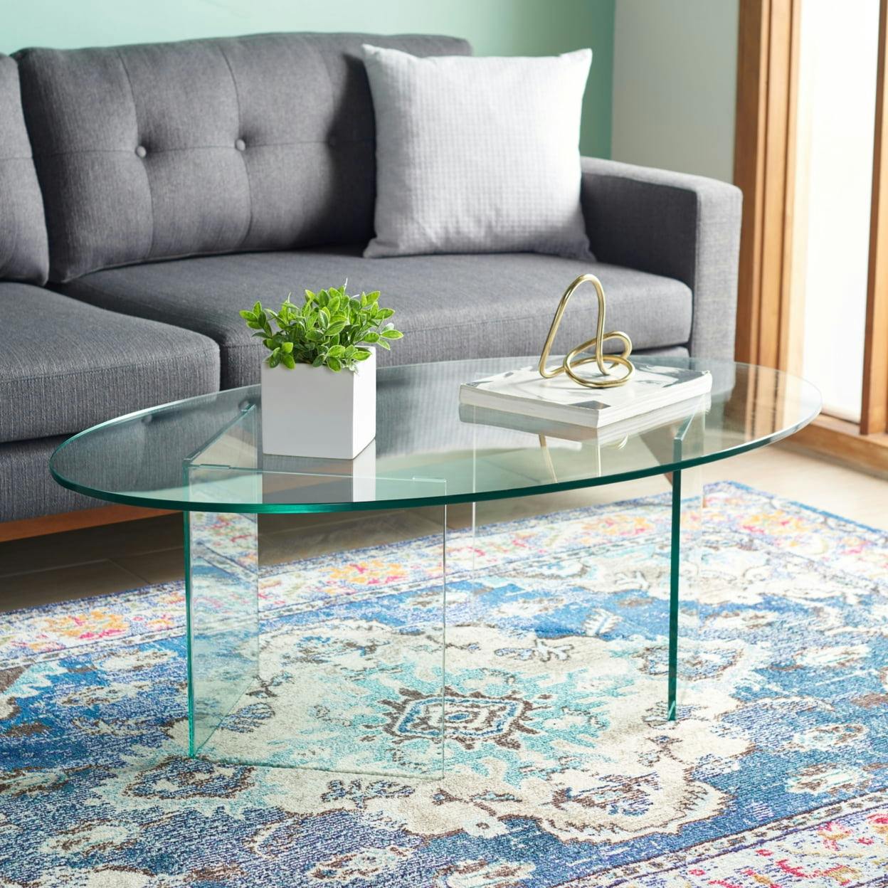 Elegant Oval 51" Clear Tempered Glass Coffee Table
