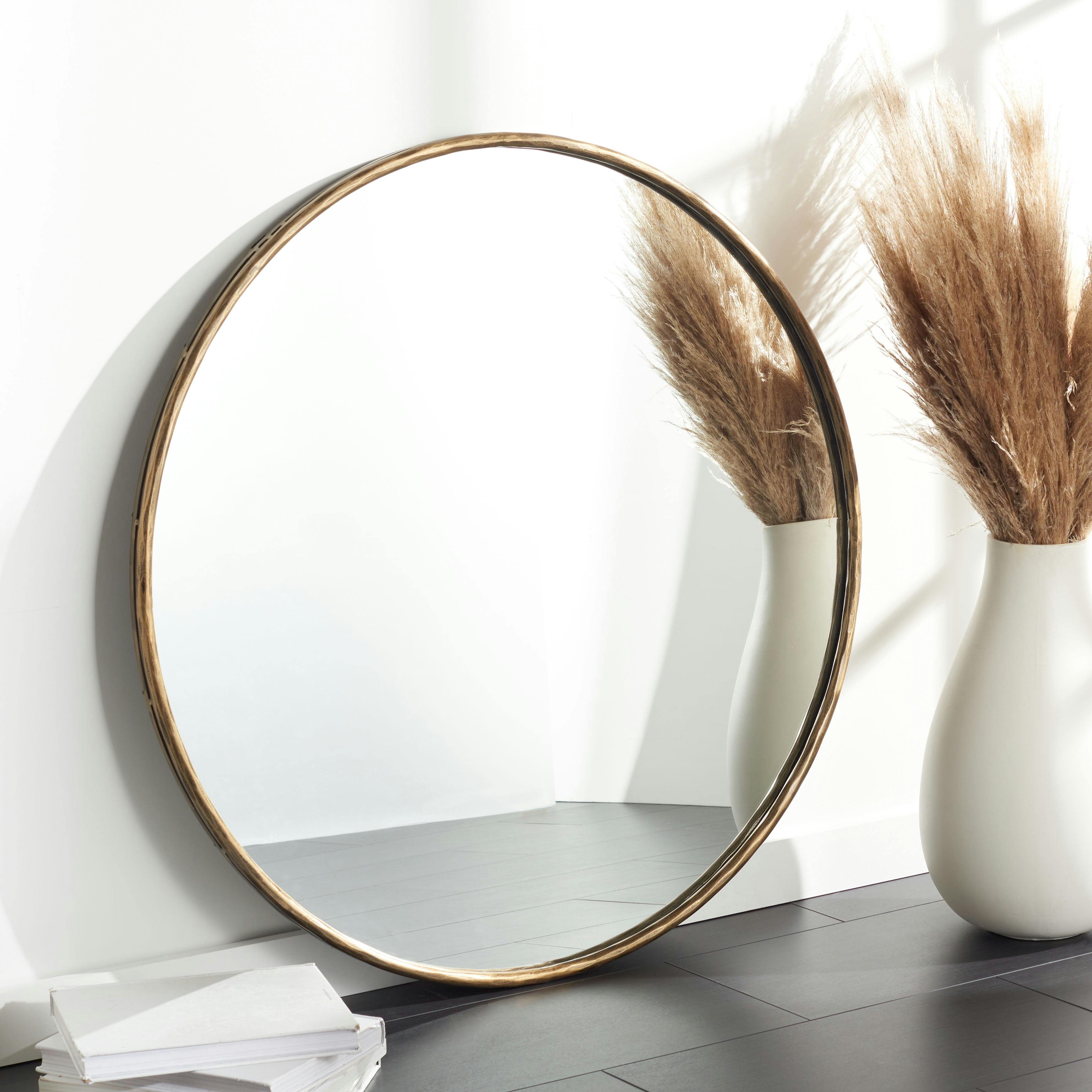 Renee Brass 42" Contemporary Round Floor Mirror