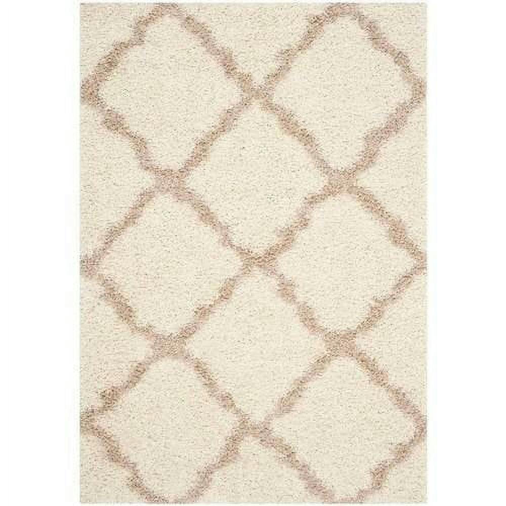 Ivory & Beige Luxe Shag 8' x 10' Hand-knotted Synthetic Rug