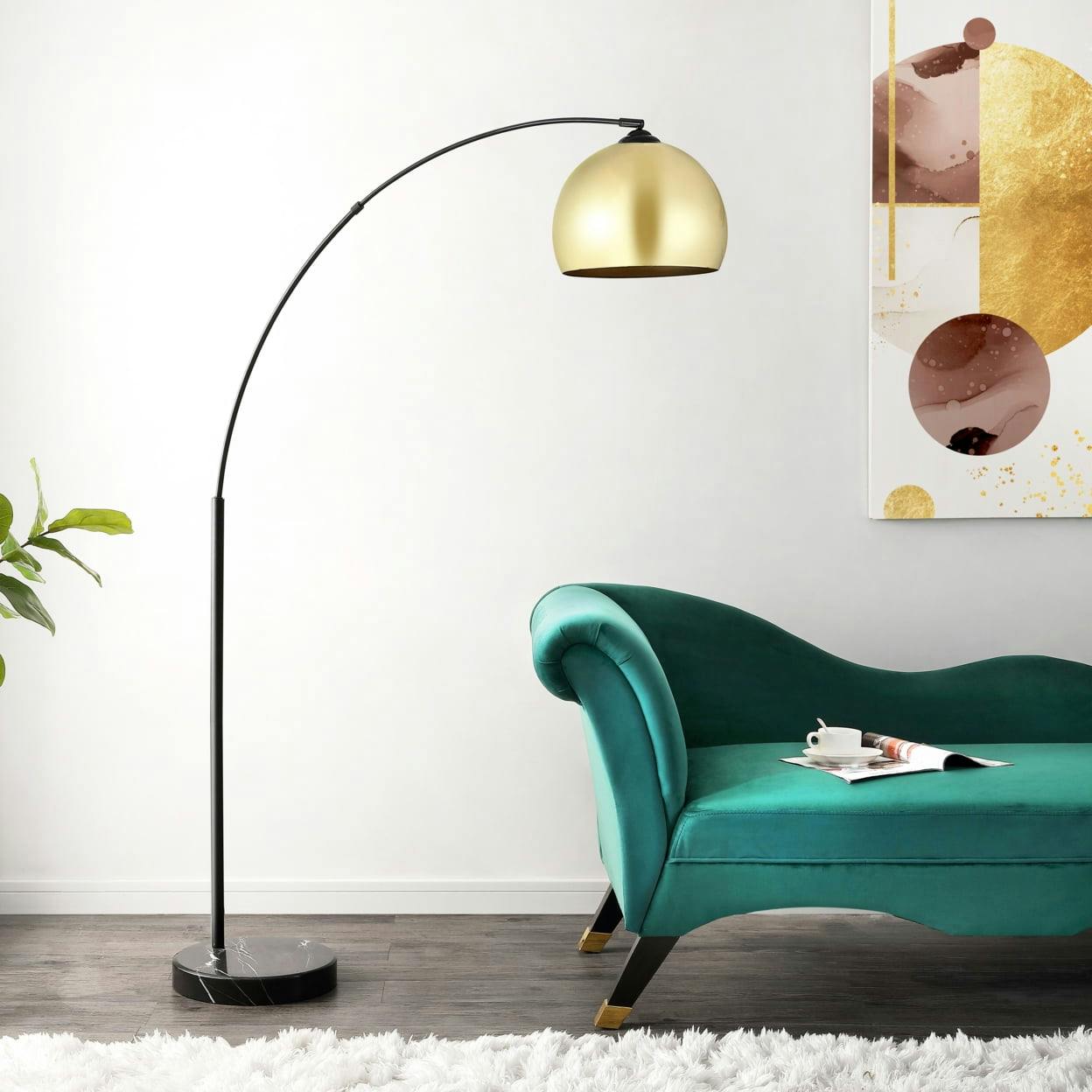 Cosmopolitan Charisma 70" Black and Gold Arc Floor Lamp