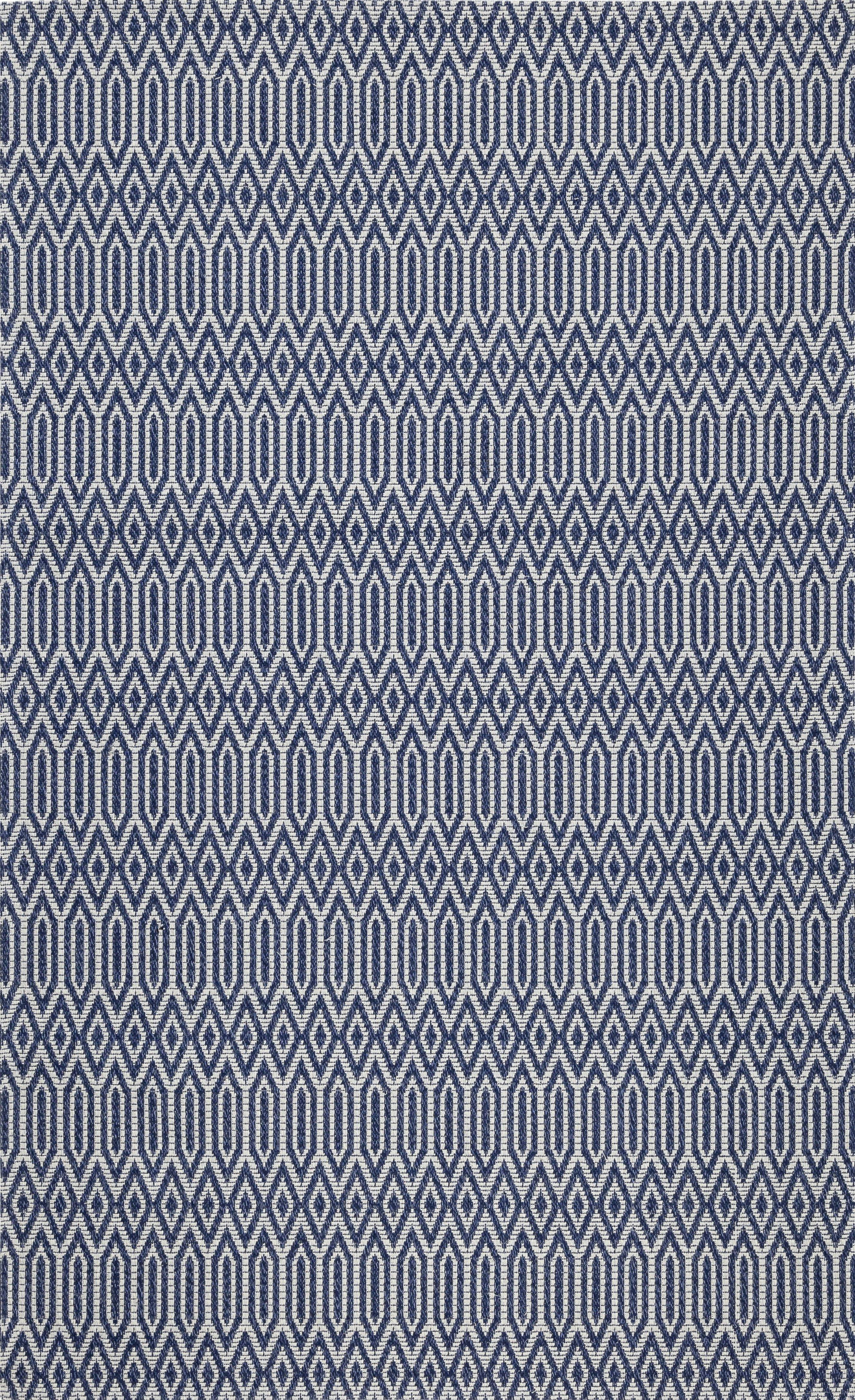 Artisan Blue and Grey Cotton Geometric Flatweave Rug, 2'4" x 3'8"