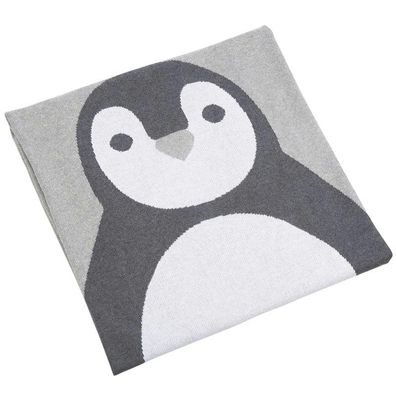 Olly the Penguin 32" x 40" Grey and White Cotton Baby Throw