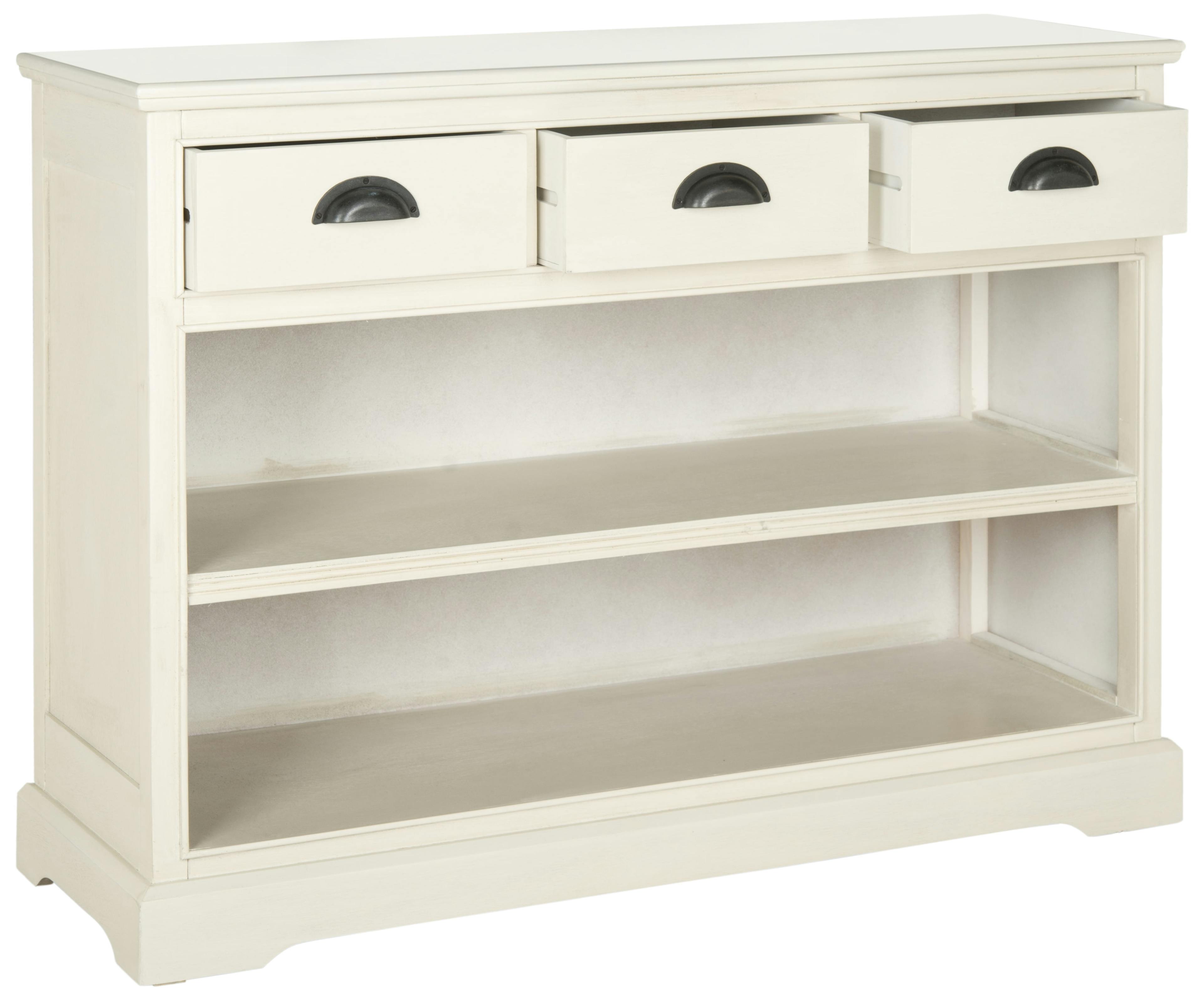 Transitional Prudence 39" White Bookshelf Console with 3 Drawers