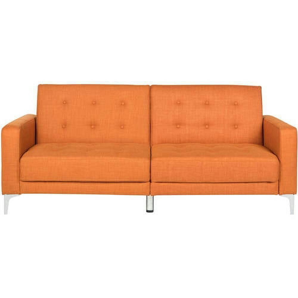 Soho Contemporary Orange Linen Metal Sleeper Sofa Bed