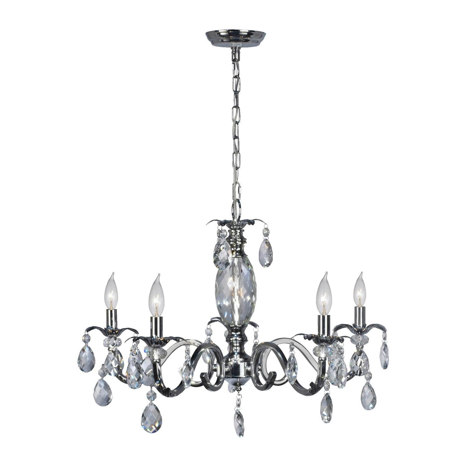 Clara Polished Chrome 5-Light Crystal Chandelier with Faceted Accents