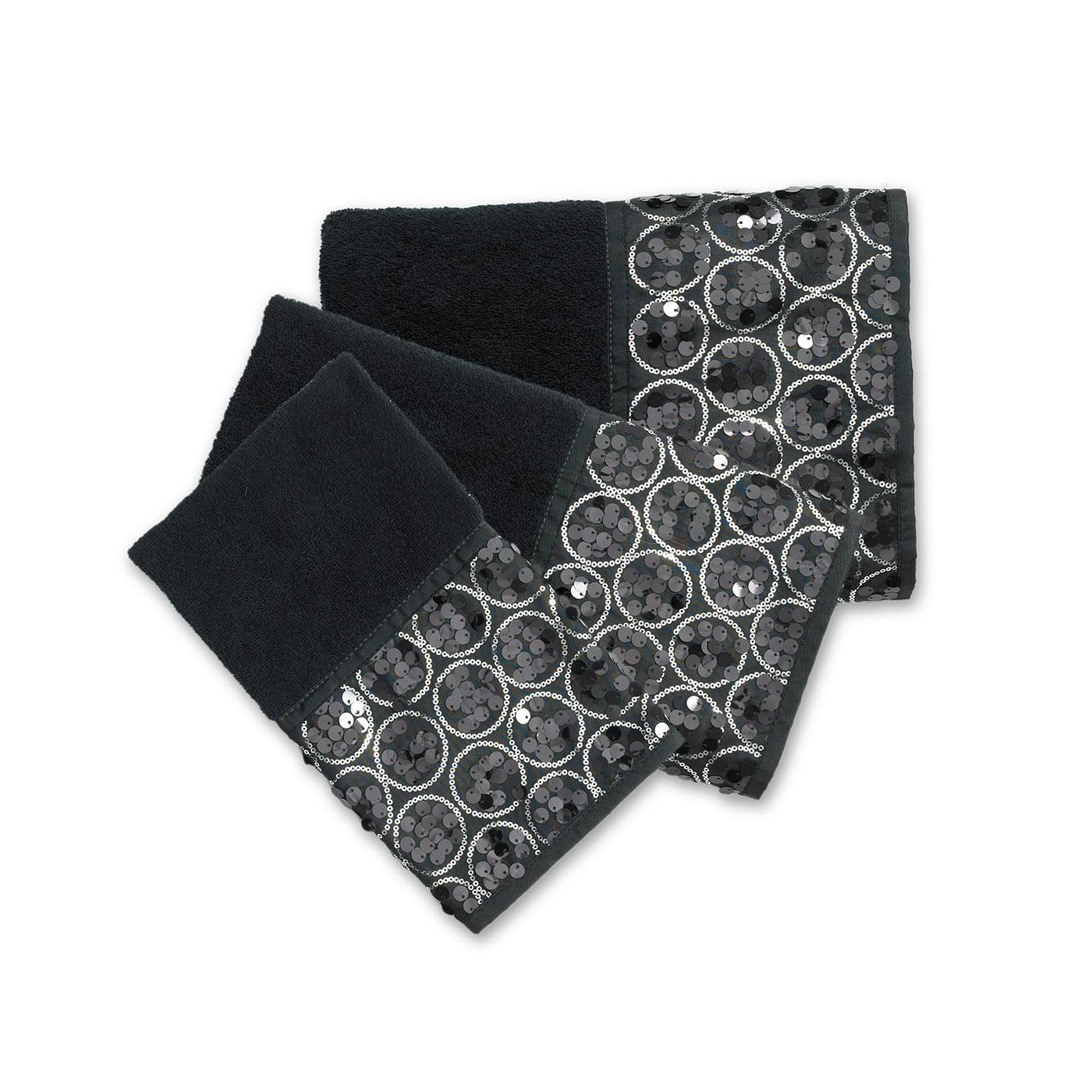 Sinatra Chic Modern Black Cotton-Polyester Towel Set