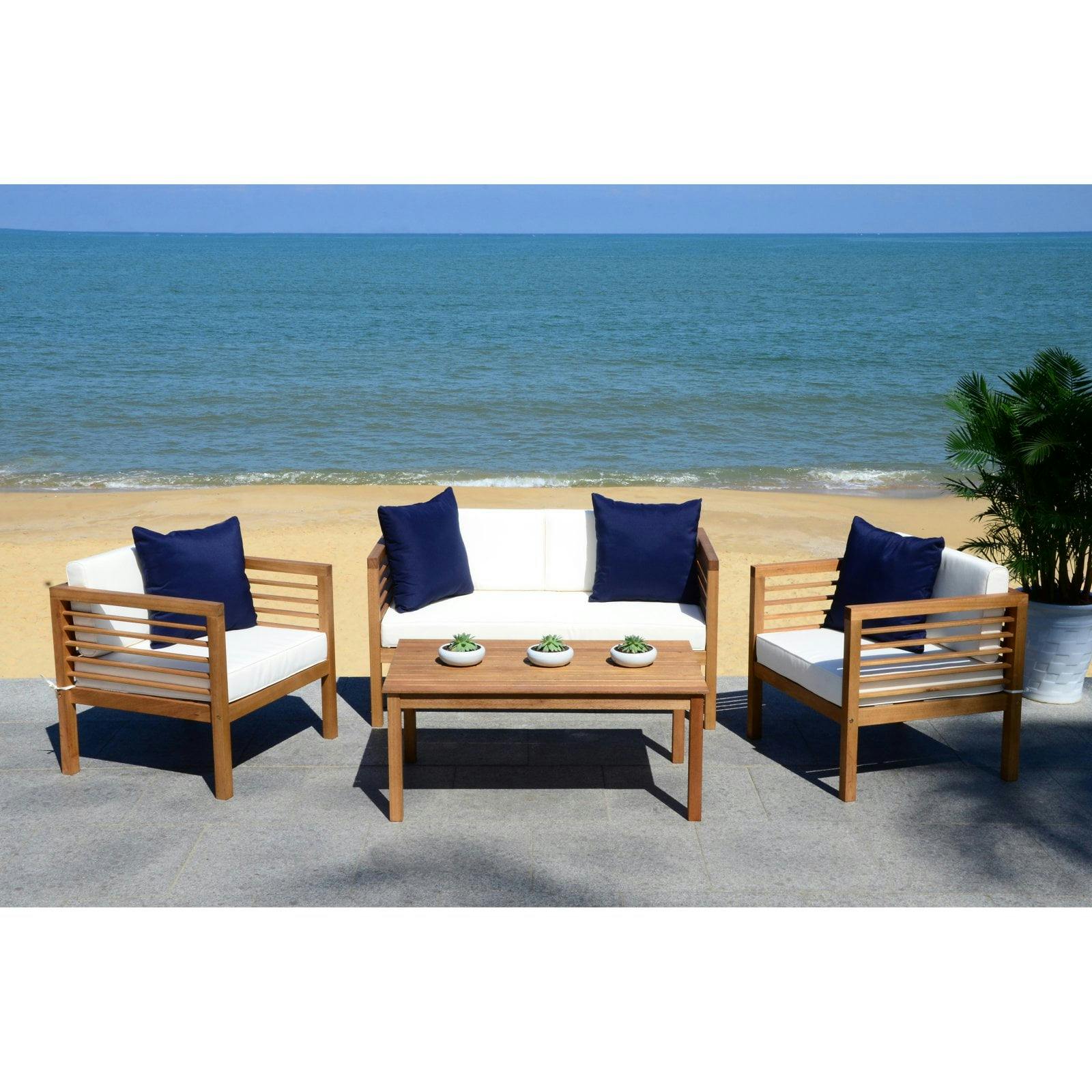 Barcelona Coastal Chic 4-Person Black & White Outdoor Seating Set