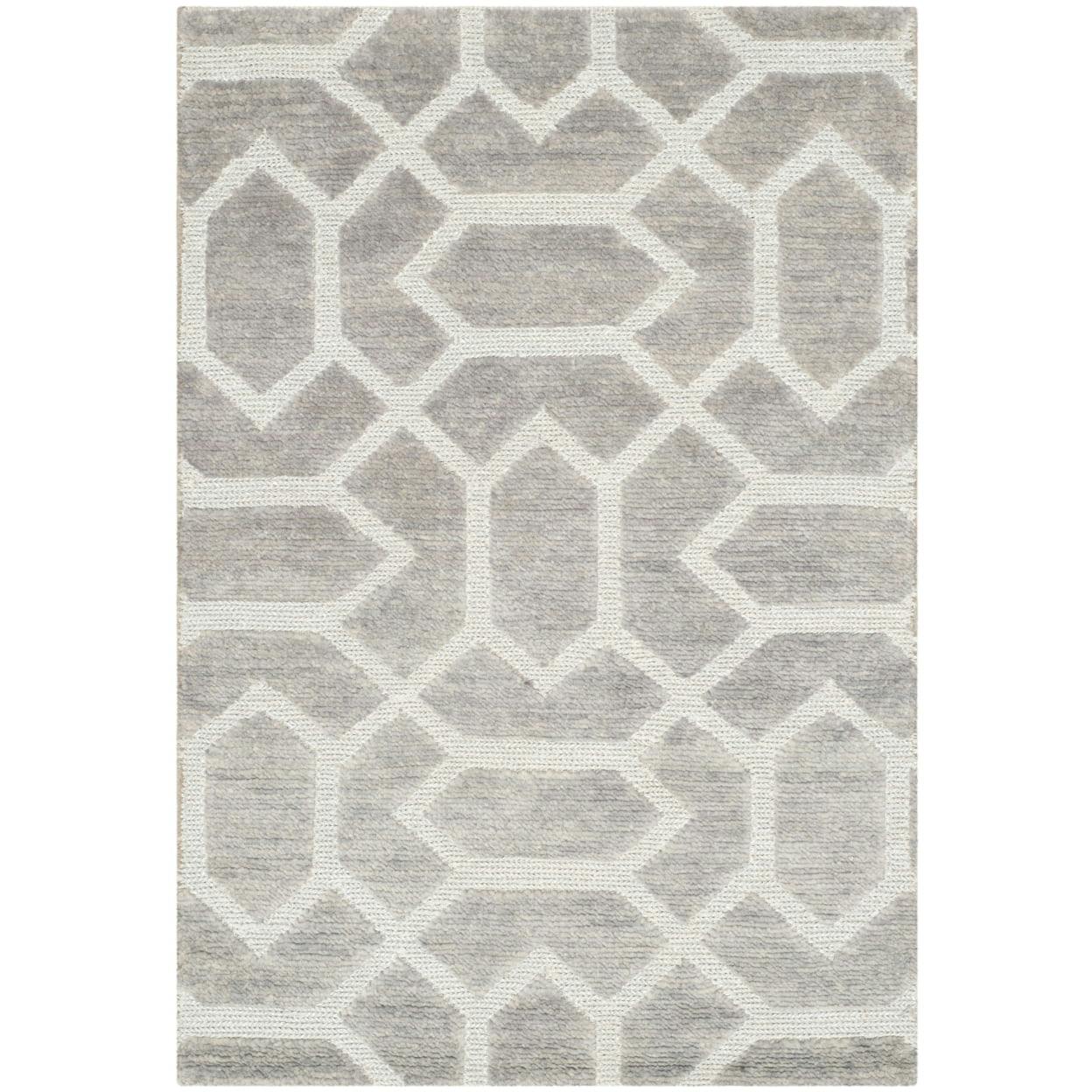 Santa Fe Hand-Knotted Gray Wool 2' x 3' Accent Rug